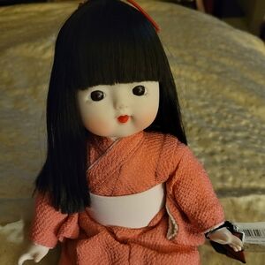 Vintage Japanese Itchimatsu Doll with Black Hair